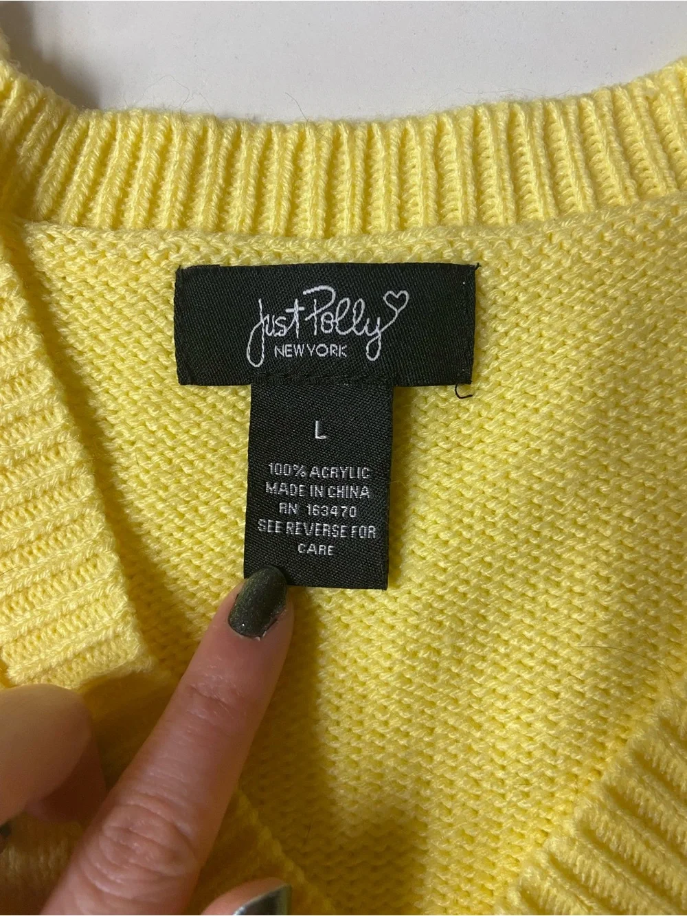 Just Polly Yellow Sweater Vest White Floral Print great condition juniors size L